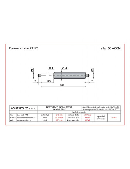 Plynová pružina GF 6/15 - 21175
