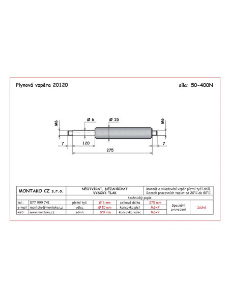 Plynová pružina GF 6/15 - 20120