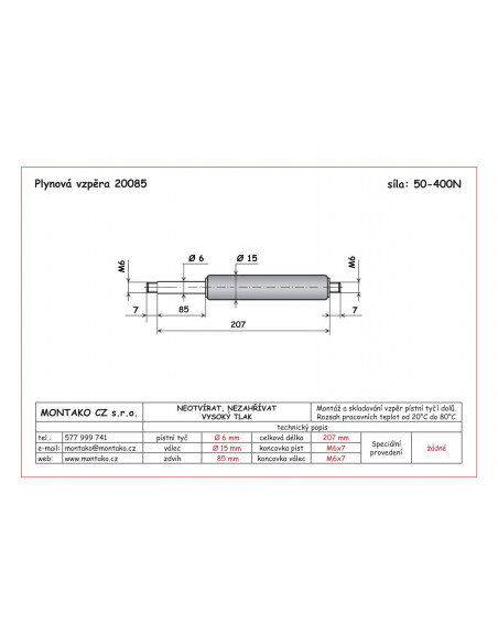 Plynová pružina GF 6/15 - 20085