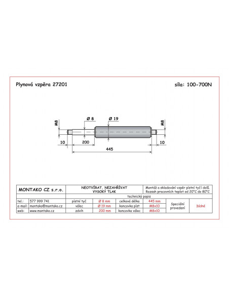 Plynová pružina GF 8/19 - 27201
