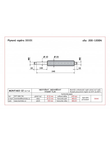 Plynová pružina GF 10/23 - 33101