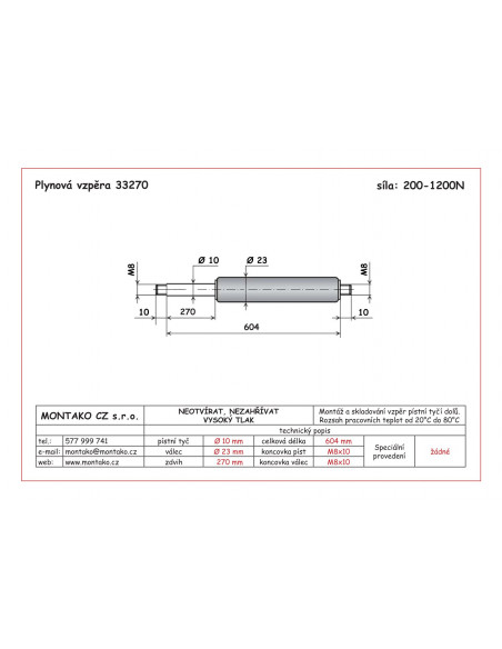 Plynová pružina GF 10/23 - 33270