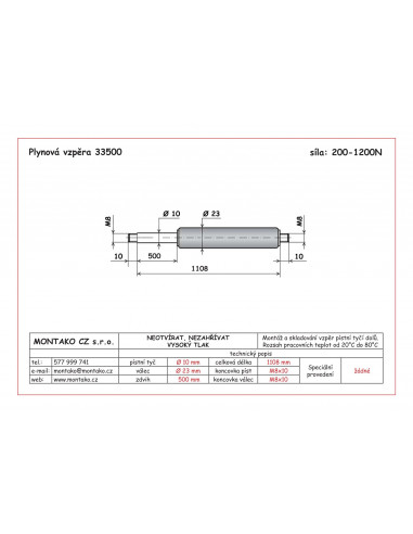 Plynová pružina GF 10/23 - 33500
