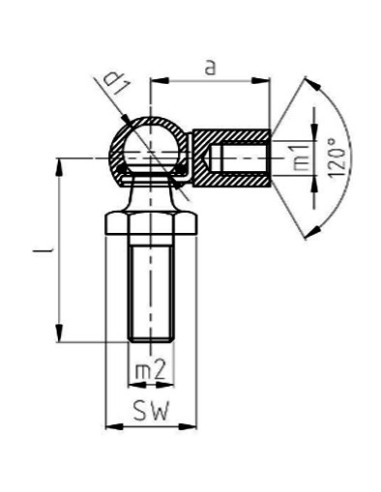 Kulový kloub CS13x30 - M10/M8   - 212.567