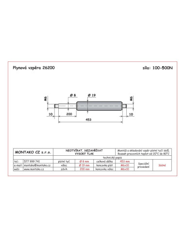 Plynová pružina GF 8/19 - 26200